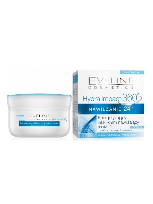 Eveline Hydra Impact 360° nawilża i energetyzujący lekki krem na dzień 50 ml