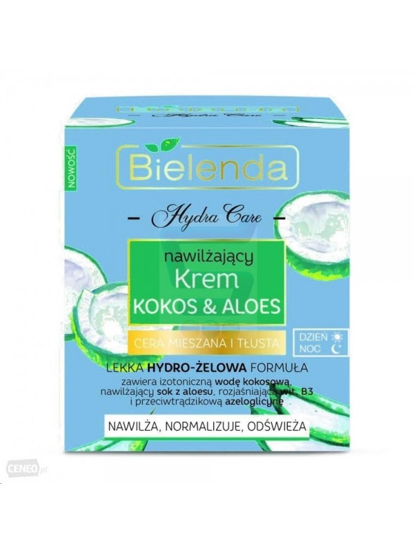 Bielenda HYDRA CARE nawilżający krem do twarzy kokos i aloes cera mieszana i tłusta 50 ml