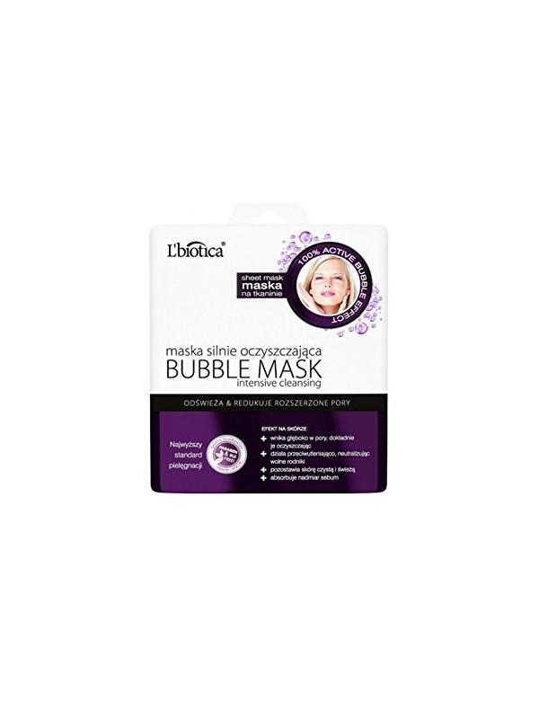 L'biotica BUBBLE MASK MASKA OCZYSZCZAJĄCA 23 ml TKANINA