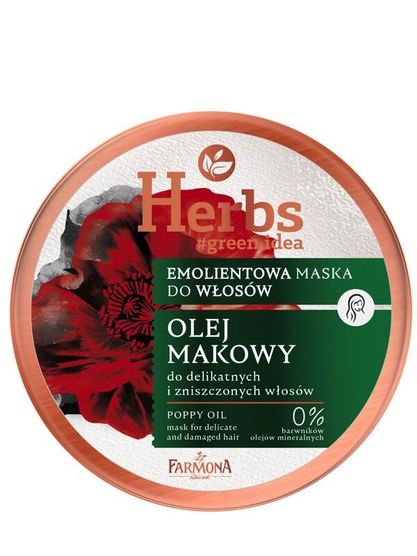 Farmona Herbs Emolientowa Maska do włosów Olej Makowy do delikatnych i zniszczonych włosów 250 ml