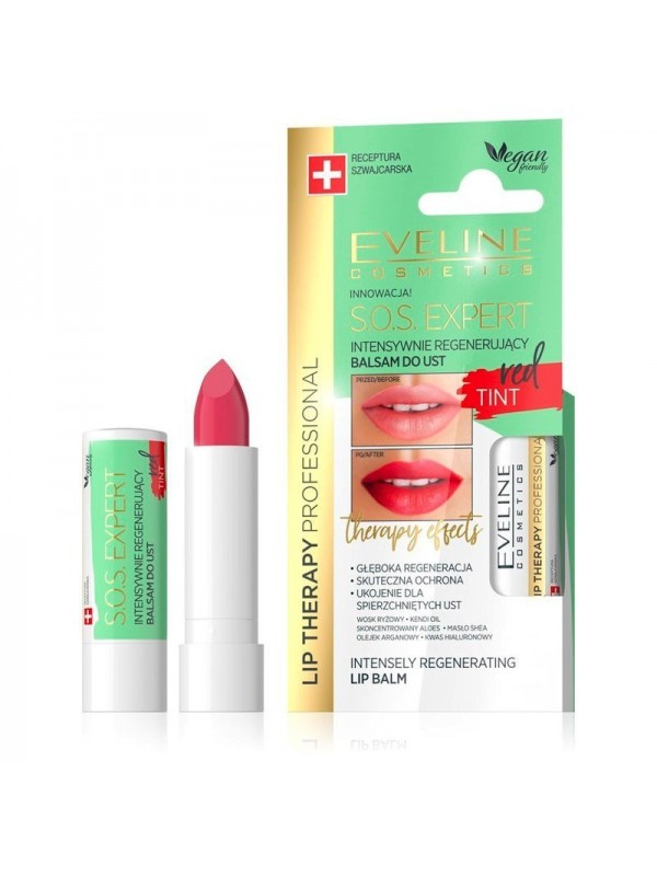 Eveline Lip Therapy S.O.S EXPERT balsam do ust regenerujacy red color 4 g