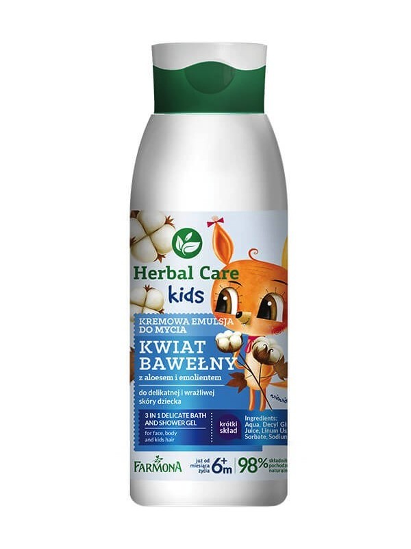 Farmona Herbal Care Kids kremowa Emulsja do mycia Kwiat Bawełny 400 ml