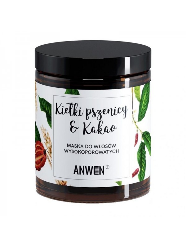 Anwen Maska do włosów wysokoporowatych Kiełki Pszenicy i Kakao 180 ml