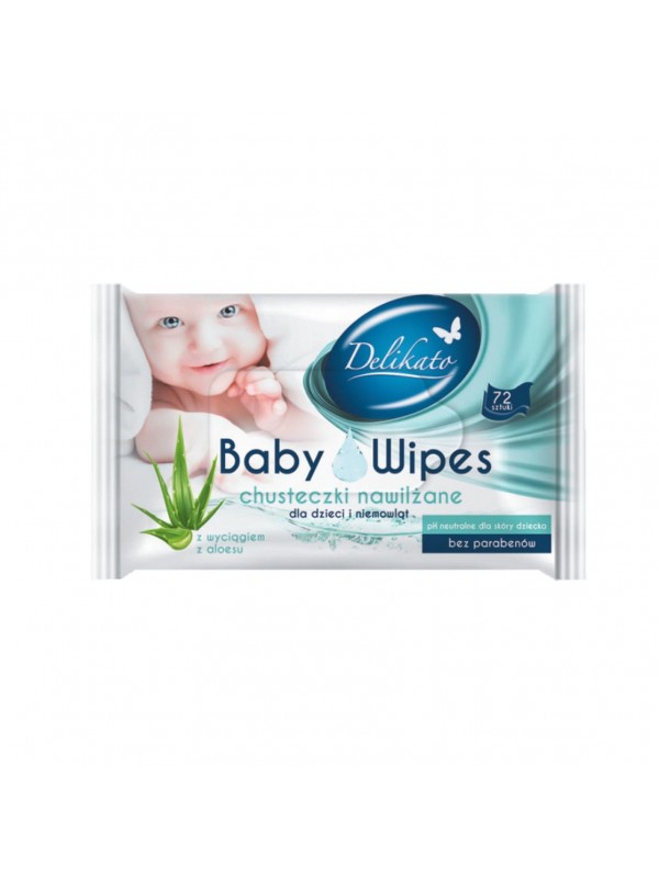 Delikato Baby Wipes Chusteczki nawilżane 72 sztuk