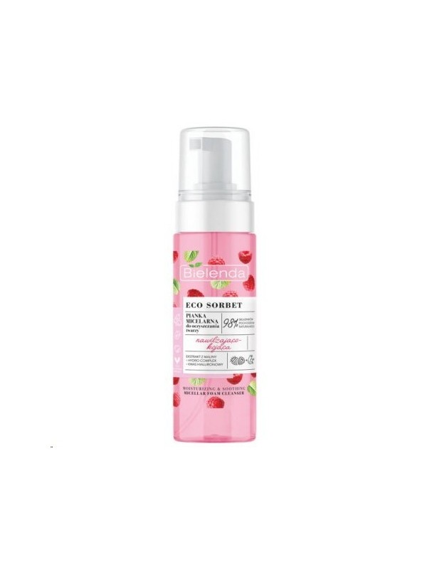 Bielenda ECO SORBET Pianka micelarna do oczyszczania twarzy nawilżająco-kojąca Malina 150 ml