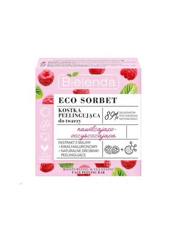 Bielenda ECO SORBET Kostka peelingująca do twarzy nawilżająco-kojąca Malina 60 g