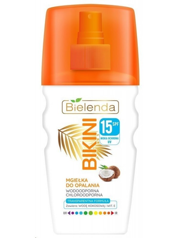 Bielenda Bikini Kokosowa Mgiełka do opalania twarz+włosy SPF15 150 ml