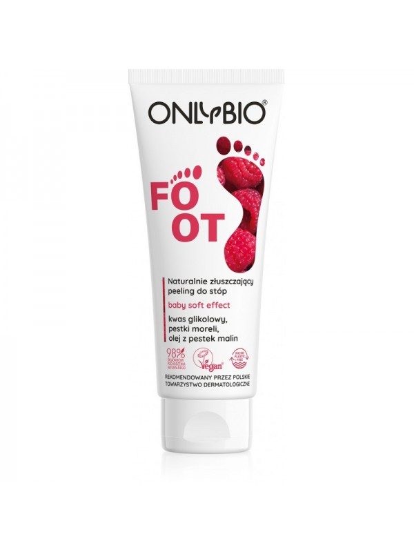 ONLYBIO Foot Peeling do stóp naturalnie złuszczający Kwas glikolowy, Pestki moreli, Olejek z pestek malin 75 ml