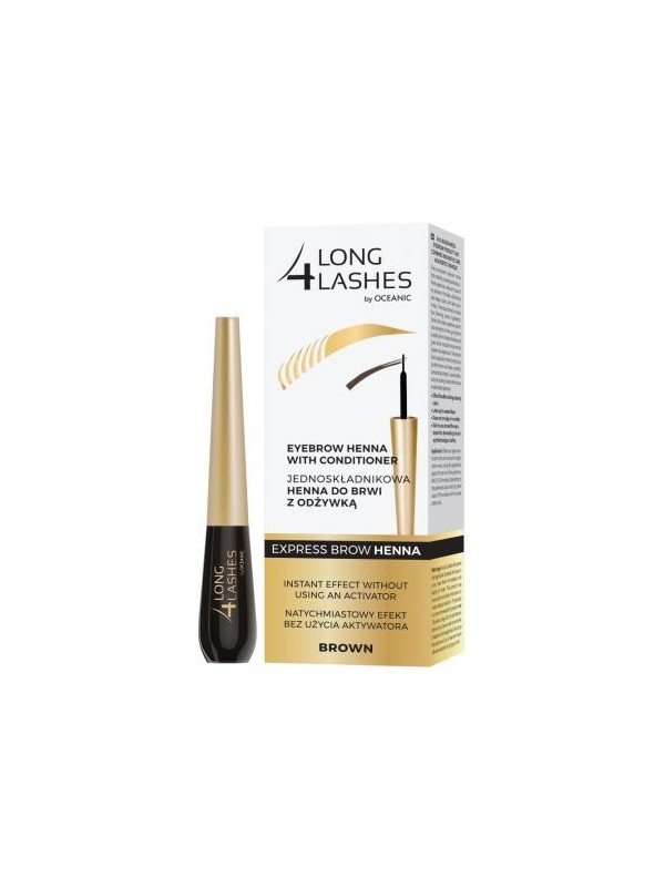 Long 4 Lashes jednoskładnikowa Henna do brwi z odżywką Brown 6 ml