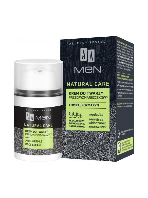 AA Men Natural Care Krem do twarzy przeciwzmarszczkowy 50 ml