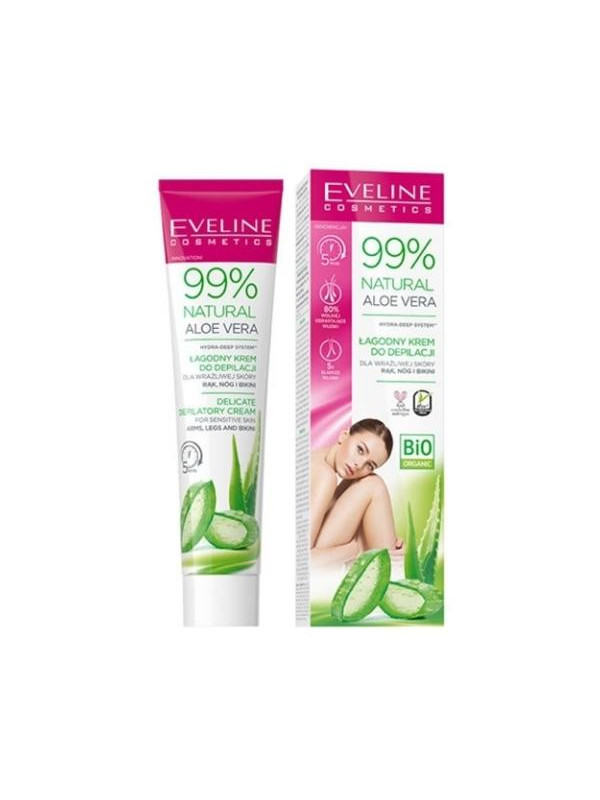 Eveline 99% Natural Aloe Vera łagodny Krem do depilacji rąk, nóg i bikini 125 ml