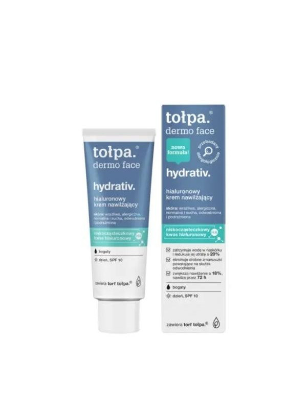 Tołpa Dermo Face Hydrativ. hialuronowy Krem do twarzy nawilżający bogaty SPF10 40 ml