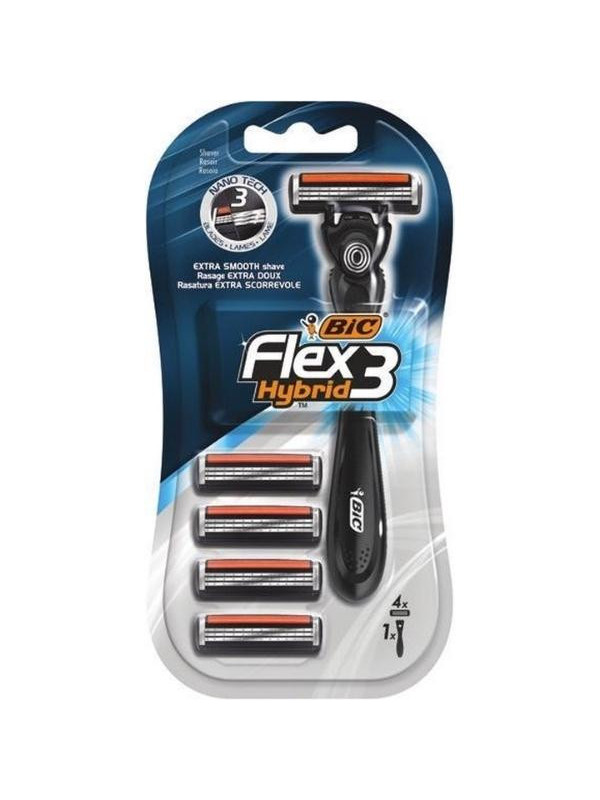 BIC Flex3 Hybrid Maszynka do golenia 1 Maszynka 4 wymienne Ostrza