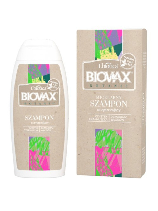 L'biotica BIOVAX micelarny Szampon oczyszczający do włosów Czystek i Czarnuszka 200 ml