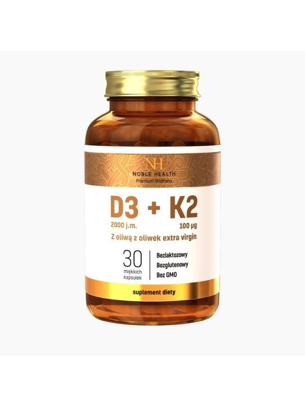 Noble Health Witamina D3 + K2 w oliwie z oliwek extra virgin 30 kapsułek