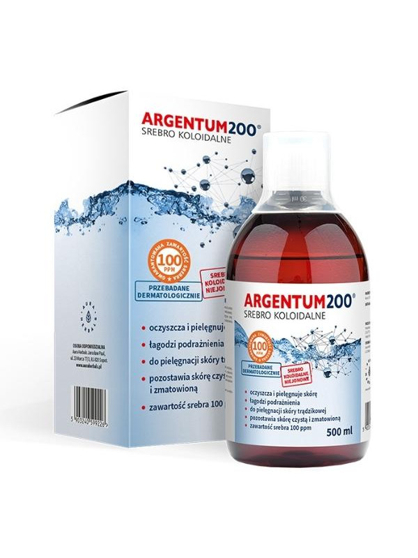 Aura Herbals Argentum 200 Tonik do twarzy 100PPM Srebro Koloidalne 500 ml