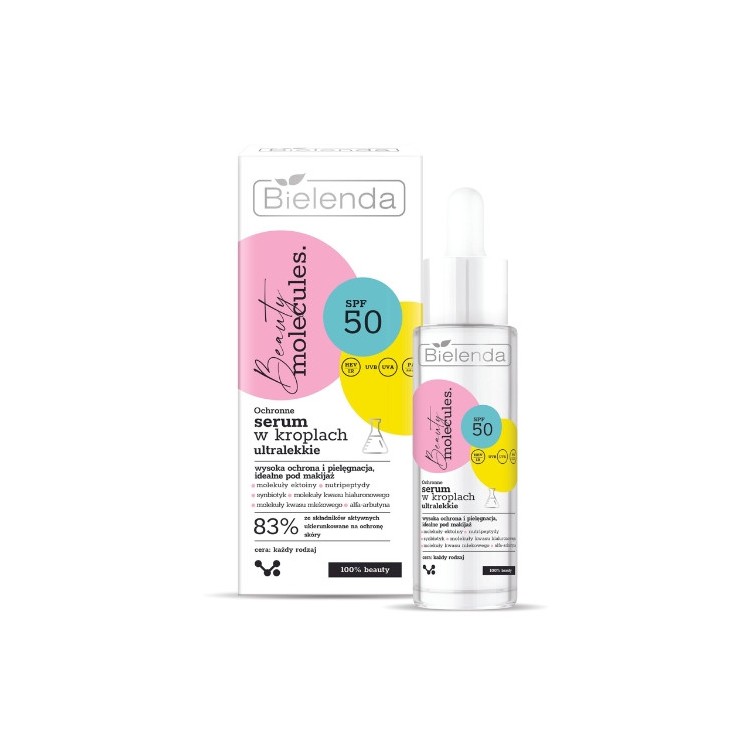 Bielenda Beauty Molecules ultralekkie Serum do twarzy w kroplach SPF50 ochronne  30 g