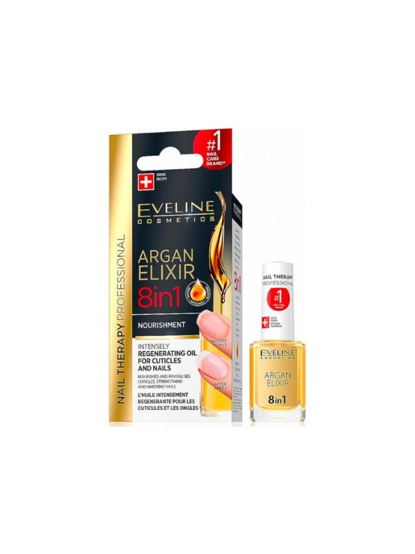 Eveline Professional Nail Therapy Argan Elixir 8w1 regenerujący Olejek do skórek i paznokci 12 ml