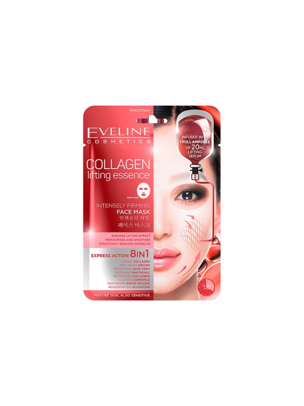 Eveline Collagen 8in1 intensywnie liftingująca Maseczka do twarzy w płachcie 1 sztuka