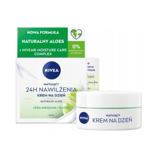 Nivea 24H Nawilżenia matujący Krem do twarzy na dzień Cera mieszana i tłusta 50 ml