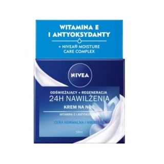 Nivea 24H Nawilżenia Krem do twarzy na noc Cera normalna i mieszana 50 ml