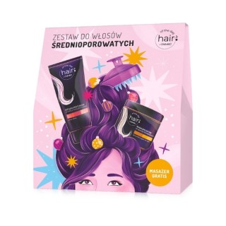 OnlyBio Hair of the day Zestaw do włosow średnioporowatych: Odżywka + Maska + Masażer Gratis