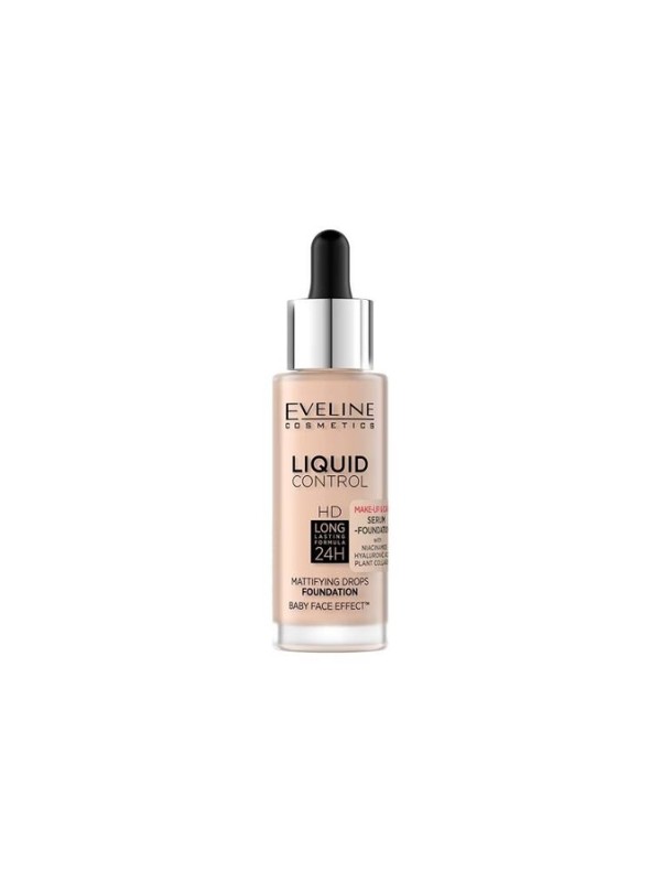 Eveline Liquid Control Podkład do twarzy z Niacynamidem w Droperze /050/ Golden Beige 32 ml