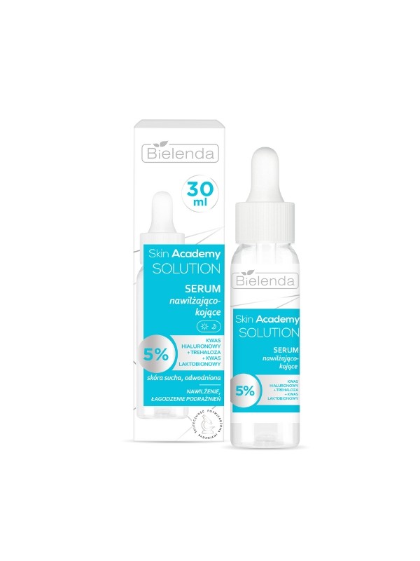 Bielenda Skin Academy Solutions Serum nawilżająco - kojące Kwas Hialuronowy + Trahyloza + Kwas Laktobionowy 30 ml