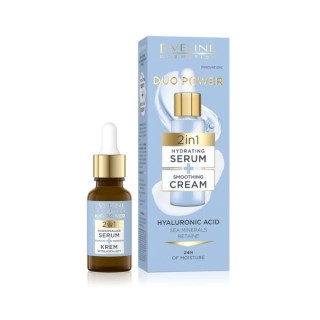 Eveline Duo Power 2w1 Nawilżające Serum + Krem wygładzający do twarzy 18 ml 