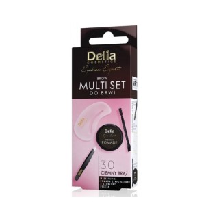 Delia Eyebrow Expert Multi Set do brwi Zestaw: Pęseta + 3 Szablony + Pomada z aplikatorem 3.0 Brąz