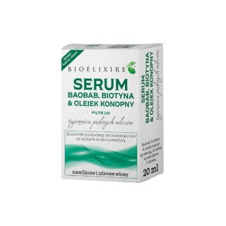 BioElixire silikonowe Serum do włosów Baobab + Biotyna i Olejek konopny 20 ml