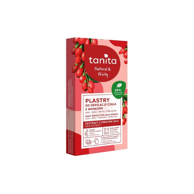 Tanita Natural&Fruity Plastry do depilacji ciała z woskiem Goji 12 sztuk