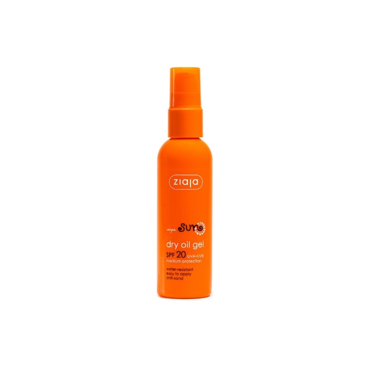 Ziaja Sun suchy Olejek w żelu do opalania odporny na wodę i piasek SPF20 UVA + UVB ochorna średnia 90 ml