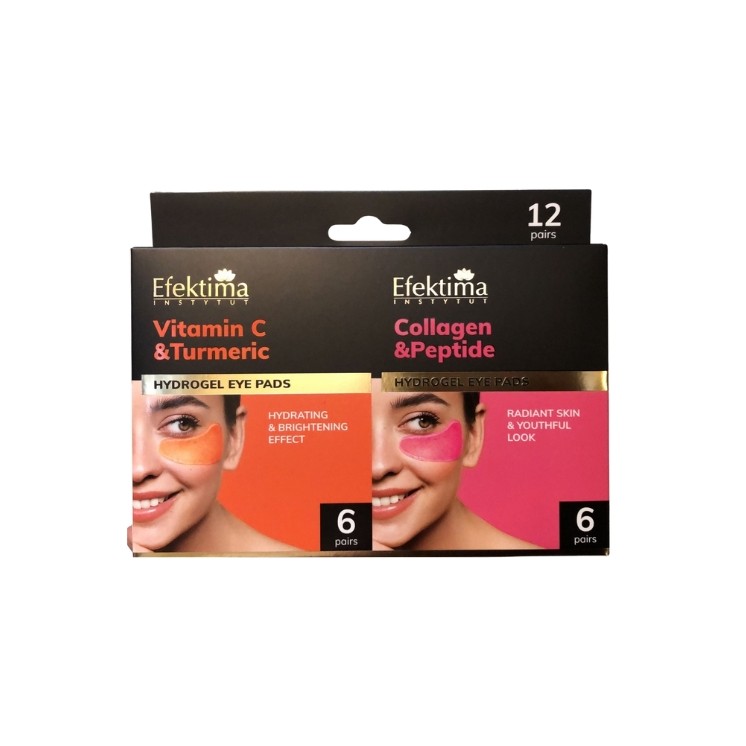 Efektima Vitamin C & Turmeric  i Collagen & Peptide hydrożelowe Płatki pod oczy 12 par
