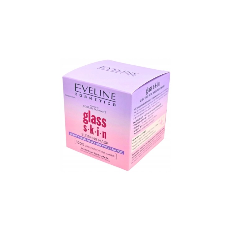 Eveline Glass Skin Sleeping Mask bogaty Krem-maska odżywcza na noc 50 ml
