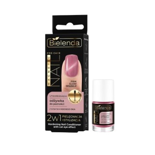 Bielenda Pro Care Magnetic Nail utwardzająca Odżywka do paznokci z efektem kociego oka Pink Glow Sparkle 5 ml